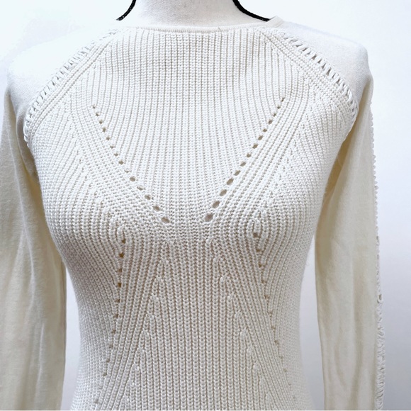NWT Tess Giberson Ivory Open Stitch Knit Sweater Pullover Top Women’s Small - Picture 4 of 8